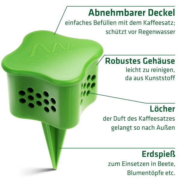 Effektive Schnecken-Verdufter Beetstecker im 6er-Set: Biologische Schneckenabwehr mit Kaffee, genialer Schneckenschutz für das Beet