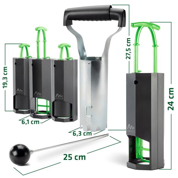 Effective 4-piece vole trap set with soil hole cutter & probe rod – reliable tunnel trap for fast rodent control in the garden
