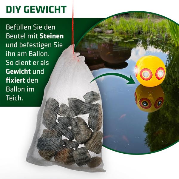 Vogelschreck Ballon 2er-Set: Effektive Vogelabwehr & Reiherabwehr für Garten, Teich, Balkon & Baum – Flexibler Schutz