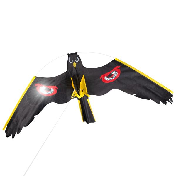 Set cerf-volant répulsif oiseaux : grand épouvantail volant avec mât télescopique robuste en fibre de verre de 9 m pour jardins, champs et étangs à poissons