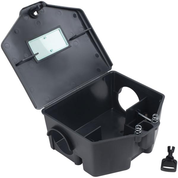 Boîte à appâts sécurisée : station d’appât verrouillable pour souris et rats. Boîte pour pièges robuste en plastique avec fenêtre de contrôle – hygiénique