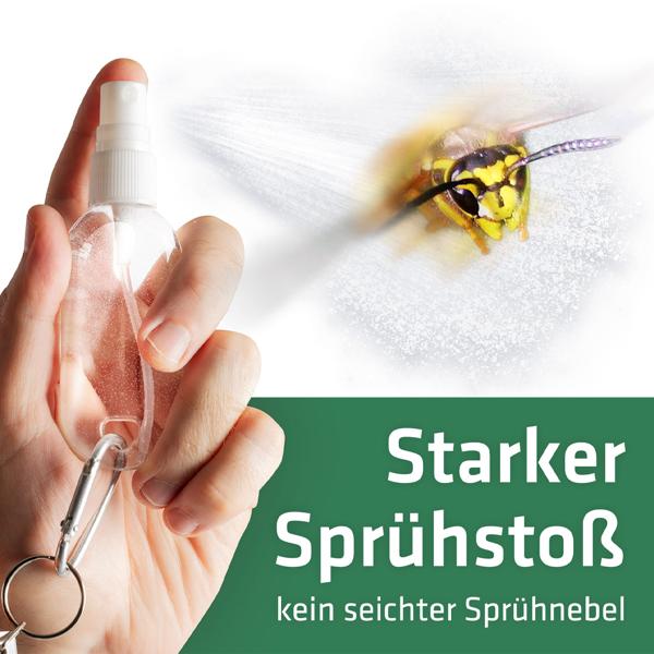 Wespenabwehr Sprühflasche 3er Set mit Karabiner & 65cm Abrollclip - Natürliche Wespenvertreibung ohne Chemie mit Wasser für unterwegs