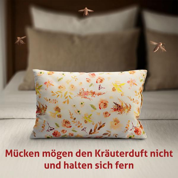 Mückenabwehr-Kissen mit Kräuterfüllung - Natürlicher Insektenschutz für Bett & Reise - Handgefertigt in Germany Baumwoll-Kissen gegen Mücken
