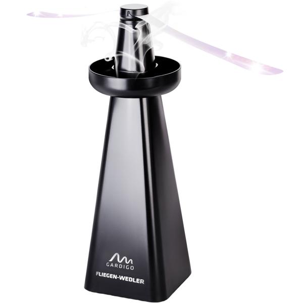 Lot de 2 chasse-mouches avec coupelle parfum guêpes – ventilateur chasse-insectes à piles pour table à manger & extérieur – à poser ou à suspendre avec crochet