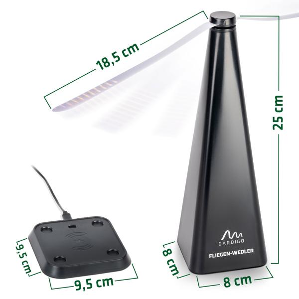 Chasse-mouches avec station de charge à induction – répulsif insectes à batterie pour table à manger et montage au plafond – chasse-mouches avec fonction de fonctionnement continu