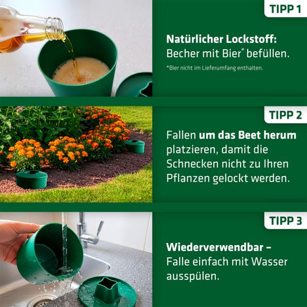 2er-Set Effektive Schneckenfalle: Natürlicher Schneckenschutz & Schneckenabwehr für Beete – Giftfreie, biologische Bierfalle im Garten