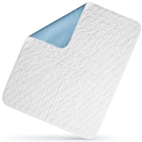 Set of 2 washable incontinence pads 75 x 90 cm – 5-layer boil-proof bed protection pad, waterproof hospital pad made of soft velour, washable at 95 degrees