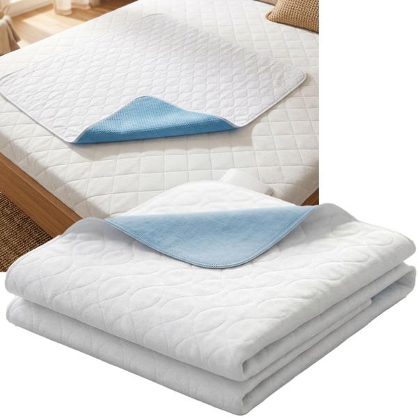 Set of 2 washable incontinence pads 75 x 90 cm – 5-layer boil-proof bed protection pad, waterproof hospital pad made of soft velour, washable at 95 degrees