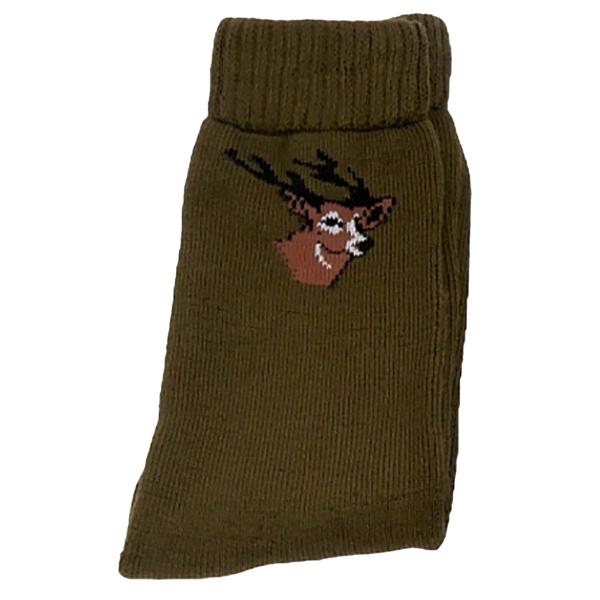 Lot de 3 chaussettes de chasse de haute qualité en kaki, taille 43/46 – avec motif cerf, motif canard & modèle uni – chaussettes respirantes et confortables pour la chasse & les activités outdoor