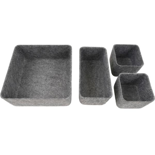 Set organizer per cassetti in feltro da 4 pezzi – Tre dimensioni diverse per un ordine perfetto – Scatole portaoggetti stabili con lati rinforzati