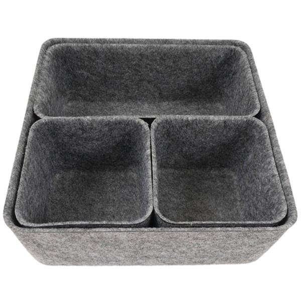 Set organizer per cassetti in feltro da 4 pezzi – Tre dimensioni diverse per un ordine perfetto – Scatole portaoggetti stabili con lati rinforzati
