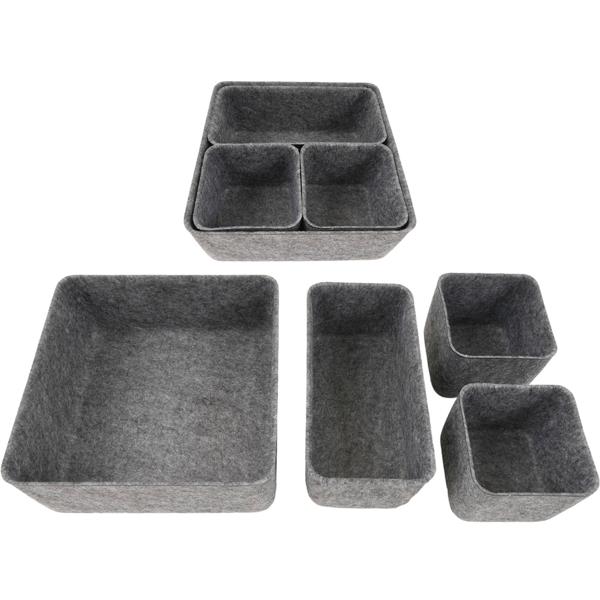 Set organizer per cassetti in feltro da 4 pezzi – Tre dimensioni diverse per un ordine perfetto – Scatole portaoggetti stabili con lati rinforzati