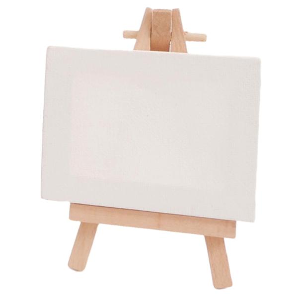 Mini chevalet en bois incl. toile (7 x 9 cm) – set parfait pour créations artistiques, décoration de table, cartes de mariage ou petits projets DIY à la maison