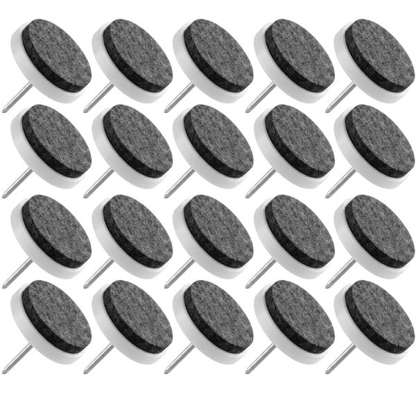 Set da 20 pattini in feltro con chiodo robusto – pattini per sedie di alta qualità con diametro 2 cm per una protezione sicura del pavimento su parquet, laminato e piastrelle