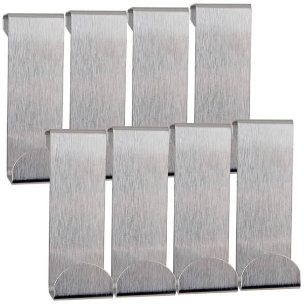 Stainless steel door hooks, pack of 8 – over-the-door rack without drilling, robust clothes hooks for door rebates up to 1.9 cm, for bathroom, bedroom & cabinets