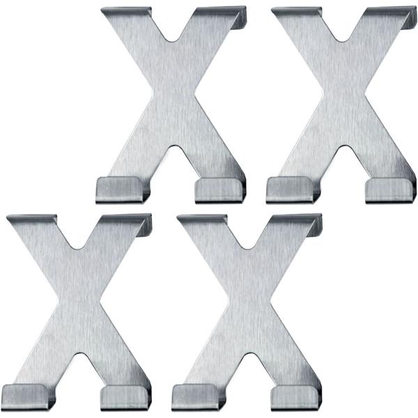 Crochets doubles de porte forme X en acier inox – lot de 4 crochets de porte sans perçage, 5 x 6,5 cm chacun, crochets porte-manteau robustes pour salle de bain, chambre et portes d’armoire