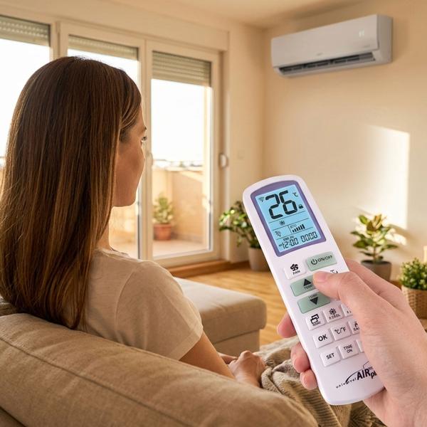 Télécommande universelle pour climatiseur – télécommande de remplacement universelle adaptée à toutes les marques avec grand écran LCD et éclairage