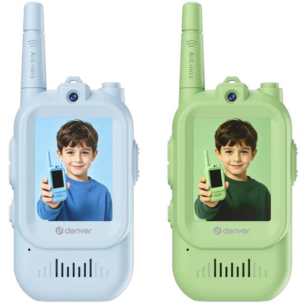 Kinder Video Walkie Talkie Set: 2 Tolle Funkgeräte mit Kamera für Spass im Freien & Drinnen, 2 Zoll Display, 200m Reichweite, Blau & Grün