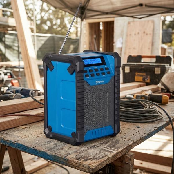 Robusta radio da cantiere a batteria: potente radio DAB+ FM da officina con Bluetooth & USB‑C – radio outdoor impermeabile per artigiani e professionisti
