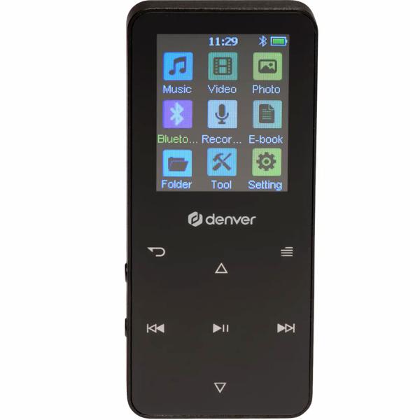 Versatile black MP4 player, Bluetooth & 3.5 mm AUX – compact 4 GB MP3 media player for sport & travel – top sound & e‑book function, 1.8“ IPS