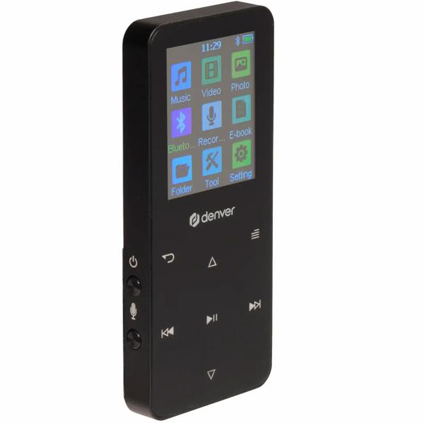 Versatile black MP4 player, Bluetooth & 3.5 mm AUX – compact 4 GB MP3 media player for sport & travel – top sound & e‑book function, 1.8“ IPS