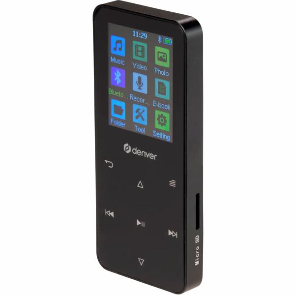 Versatile black MP4 player, Bluetooth & 3.5 mm AUX – compact 4 GB MP3 media player for sport & travel – top sound & e‑book function, 1.8“ IPS