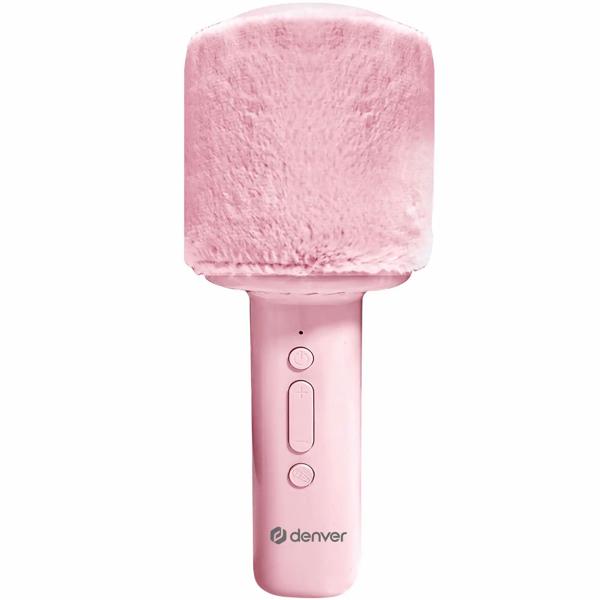 Bluetooth Karaoke Mikrofon mit Lautsprecher & flauschiger Oberseite Rosa – Tolles Bluetooth Party Mikrophon für Gesang, Feiern & Spass unterwegs