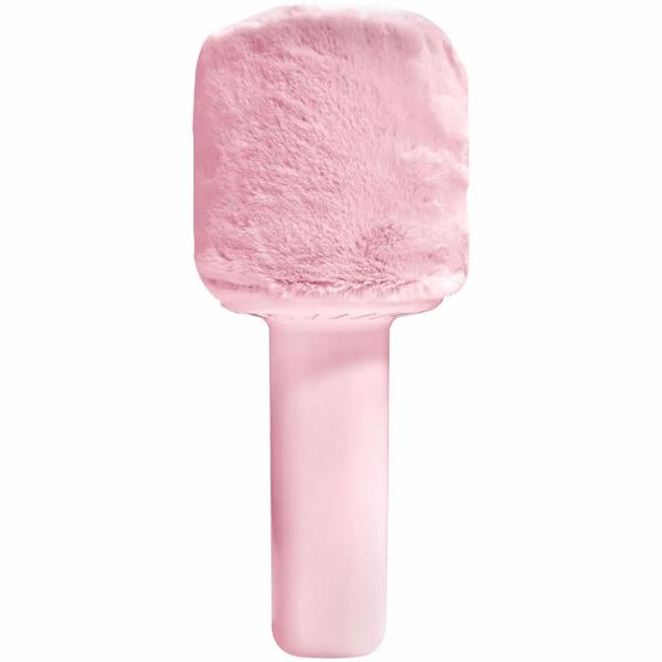 Bluetooth Karaoke Mikrofon mit Lautsprecher & flauschiger Oberseite Rosa – Tolles Bluetooth Party Mikrophon für Gesang, Feiern & Spass unterwegs