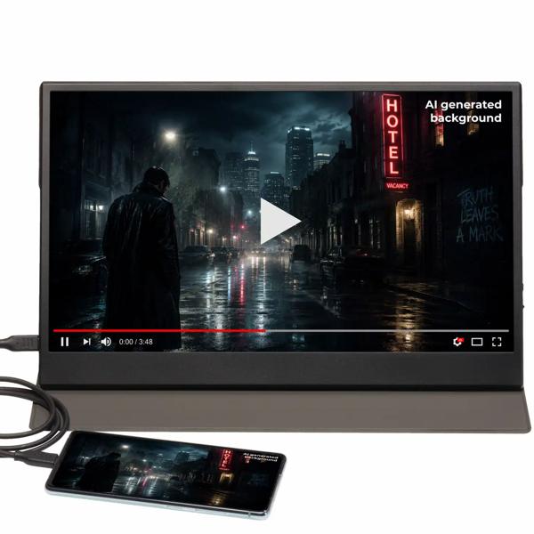Monitor portatile 18,5 pollici Full HD IPS, secondo schermo mobile a 100 Hz – per notebook, Mac, PS5, Xbox, smartphone Android – Display ultra‑sottile