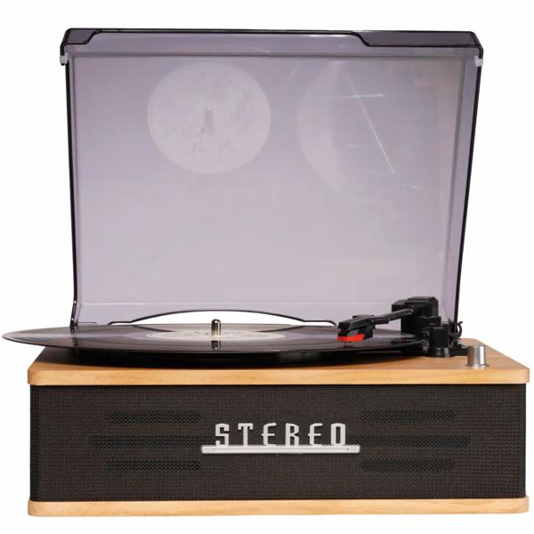 Elegante giradischi retrò con Bluetooth, potenti altoparlanti integrati e testina robusta per un suono vinile perfetto