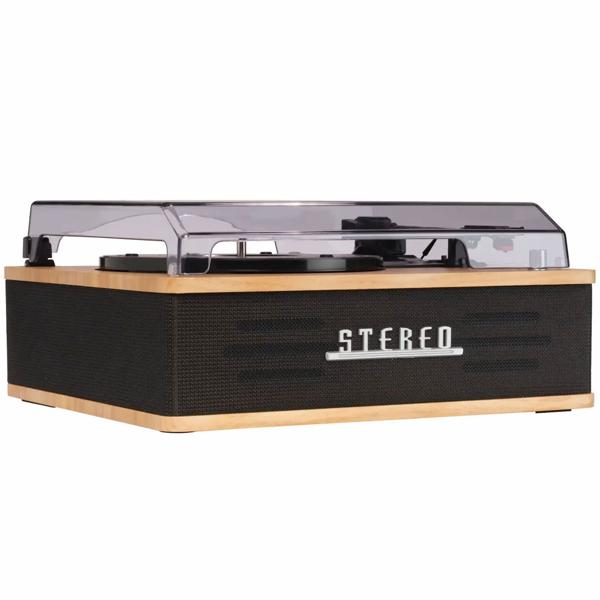 Elegante giradischi retrò con Bluetooth, potenti altoparlanti integrati e testina robusta per un suono vinile perfetto