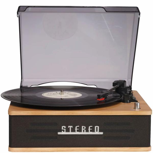 Elegante giradischi retrò con Bluetooth, potenti altoparlanti integrati e testina robusta per un suono vinile perfetto