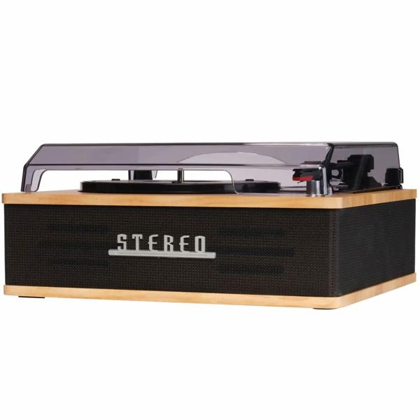 Elegante giradischi retrò con Bluetooth, potenti altoparlanti integrati e testina robusta per un suono vinile perfetto