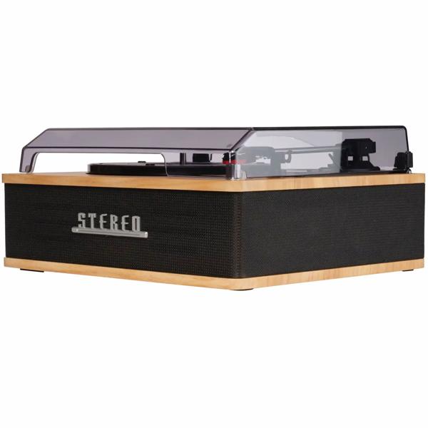 Elegante giradischi retrò con Bluetooth, potenti altoparlanti integrati e testina robusta per un suono vinile perfetto