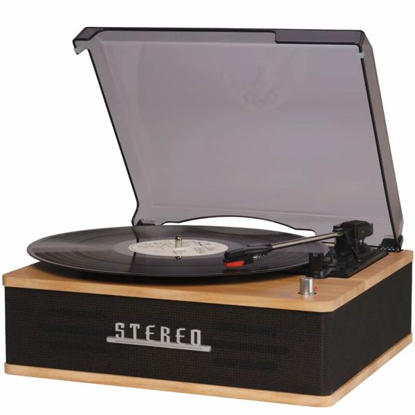 Elegante giradischi retrò con Bluetooth, potenti altoparlanti integrati e testina robusta per un suono vinile perfetto