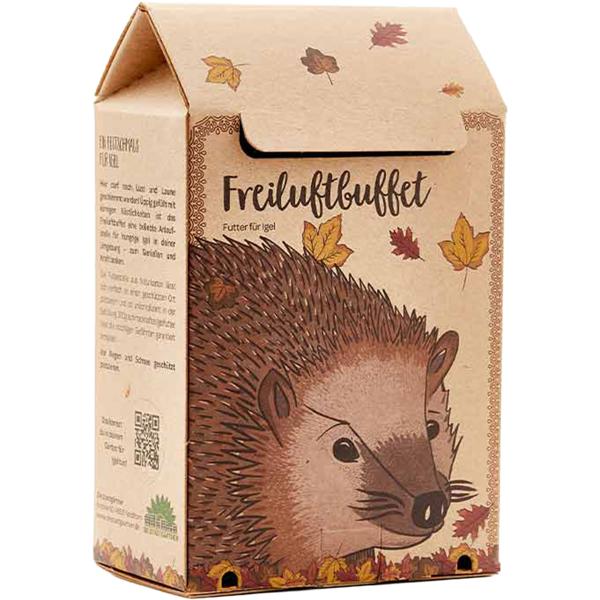 Buffet en plein air pour hérissons – station de nourrissage complète pour hérissons – nourriture pour hérissons avec insectes, adaptée à l’espèce – boîte sans plastique, Made in Germany