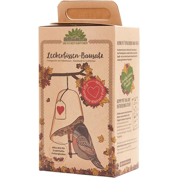Leckerbissen Wildtierwelt kit – DIY set with 3 feeder bells for children – winter feeding stations for wild birds with coconut fat