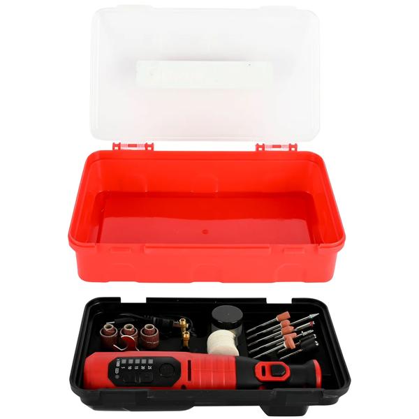 Mini smerigliatrice a batteria 8 V set – Multitool versatile per levigare & lucidare con LED, accessori & scatola di ripostiglio per il fai-da-te