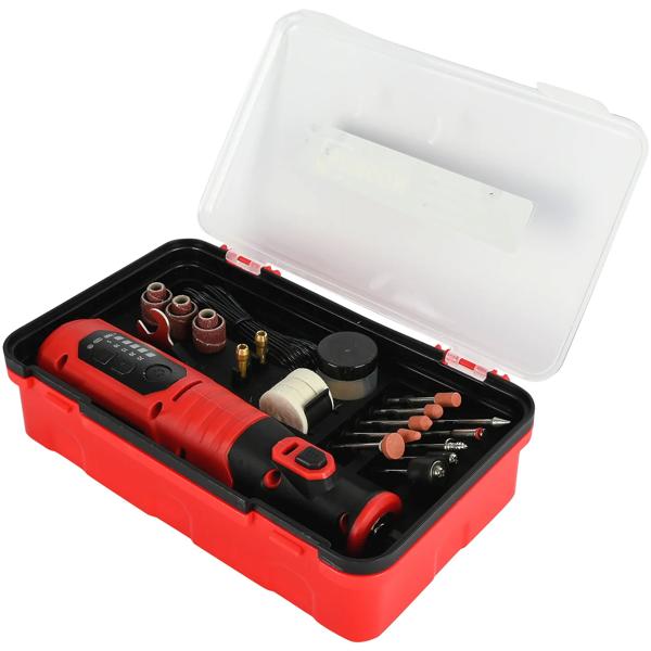 Mini smerigliatrice a batteria 8 V set – Multitool versatile per levigare & lucidare con LED, accessori & scatola di ripostiglio per il fai-da-te