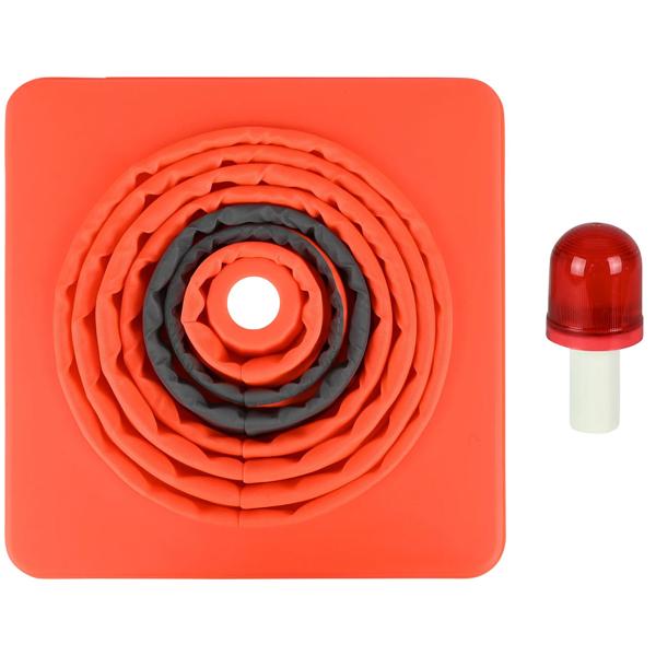 Set da 2 coni stradali pieghevoli da 50 cm con lampada di sicurezza e bande riflettenti – Cono di segnalazione compatto per auto ed emergenze