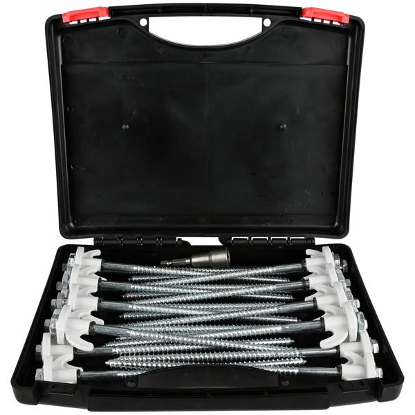 Practical screw peg set, 20 pieces with adapter for tent & awning – sturdy 20.5 cm screw pegs for camping on any ground