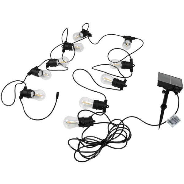Catena luminosa solare LED bianco caldo 8 m: 10 lampadine, IP44 resistente alle intemperie – con telecomando, perfetta per giardino, balcone, terrazza e come decorazione per feste