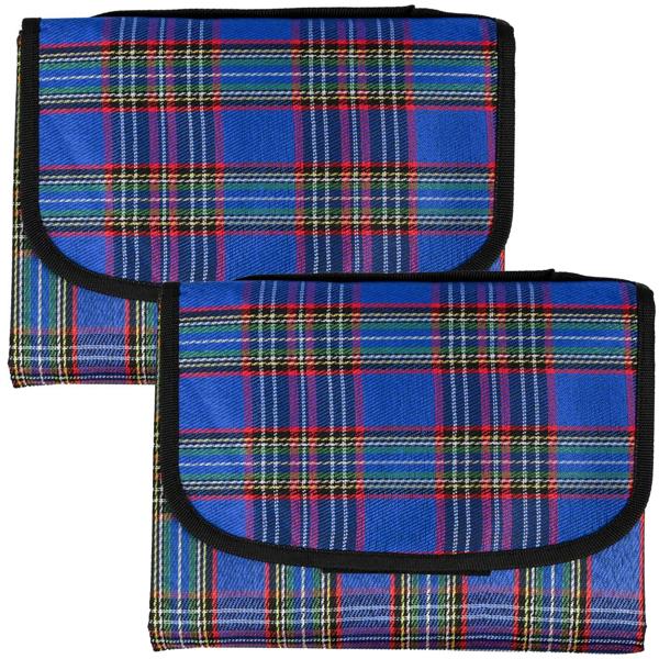 2er-Set Picknickdecke in Blau kariert (150x130 cm), wasserabweisend – Leicht, faltbar & ideal für Garten, Park, Strand, Camping und den Urlaub unterwegs