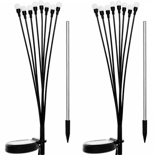 Set of 2 solar firefly garden lights: 8 movable light spheres with 2 modes, ground spike for atmospheric garden lighting, 65 cm height, weather‑resistant