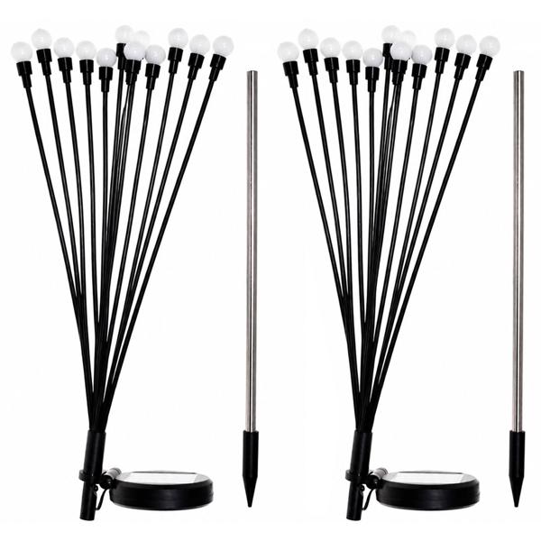 Set of 2 solar firefly garden lights: 12 movable light spheres with 2 modes, ground spike for atmospheric garden lighting, 65 cm height, weather‑resistant