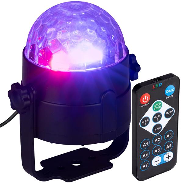 Projecteur de lumière disco avec capteur musical et télécommande, différents motifs lumineux colorés, éclairage de fête LED avec USB-A pour fête et chambre