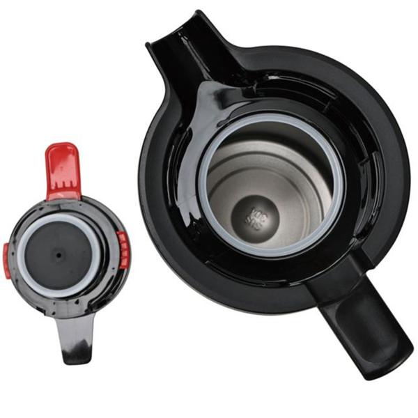 Thermos per conferenze 2,5 L in acciaio inox nero-rosso – caraffa termica priva di BPA con chiusura automatica monomano e ampia apertura per bevande calde e fredde