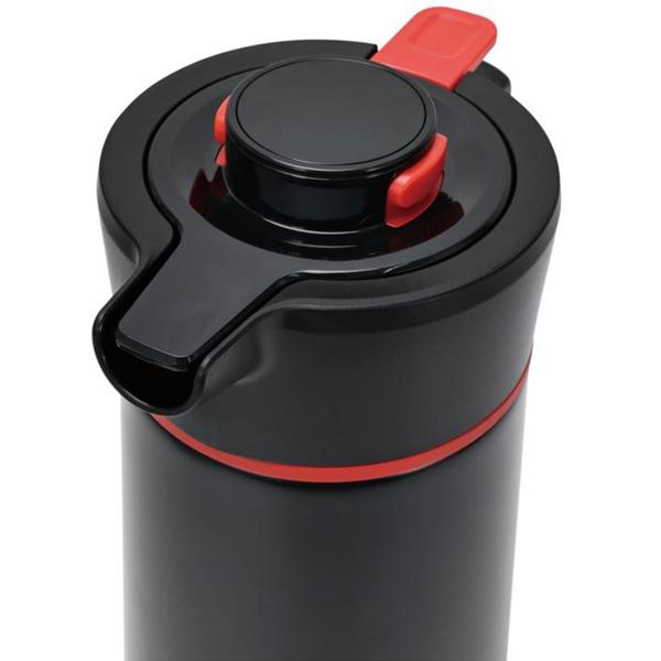 Thermos per conferenze 2,5 L in acciaio inox nero-rosso – caraffa termica priva di BPA con chiusura automatica monomano e ampia apertura per bevande calde e fredde