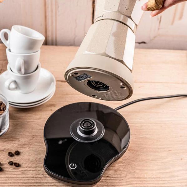 Machine à espresso électrique & cafetière moka beige : 500 W, 300 ml pour 6 tasses, élégante cafetière pour la maison