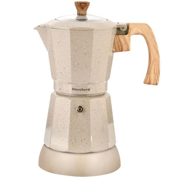 Machine à espresso électrique & cafetière moka beige : 500 W, 300 ml pour 6 tasses, élégante cafetière pour la maison